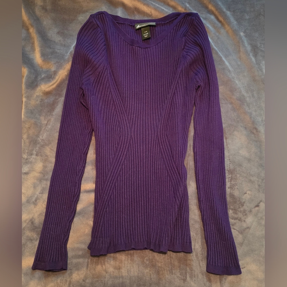 Lane Bryant Fitted Ribbed Sweater Navy Dark Blue 14/16